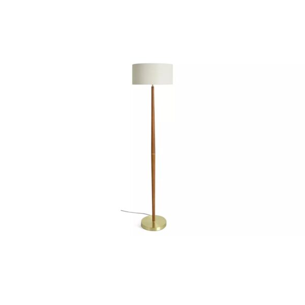 Habitat Wood and Brass Stick Floor Lamp - Walnut & Natural