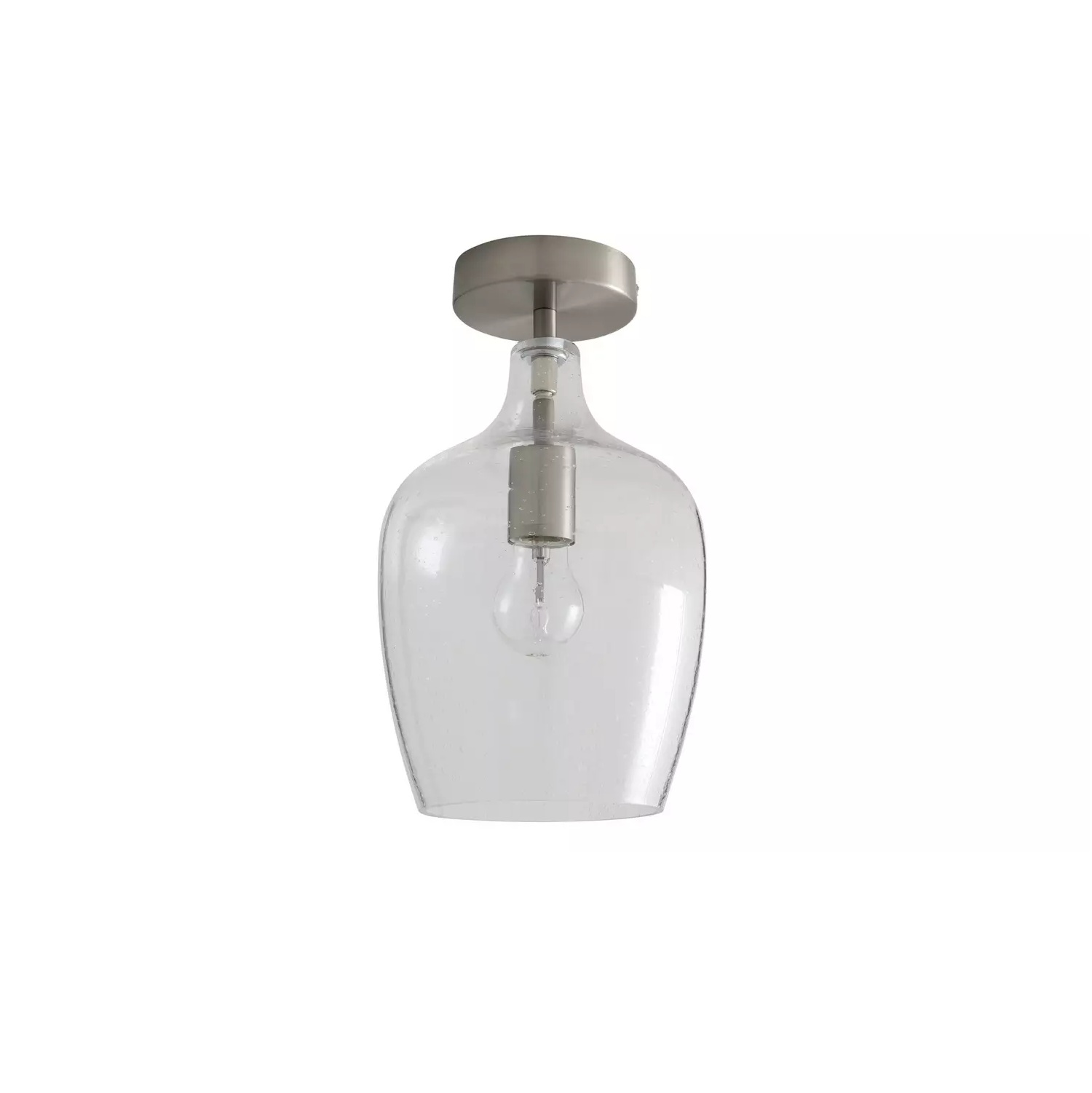 Habitat Abas Glass Flush to Ceiling Light - Satin Nickel