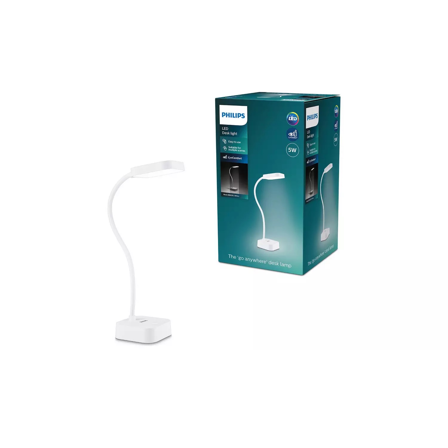 Philips Rock 39cm LED Portable Touch Desk Lamp - White